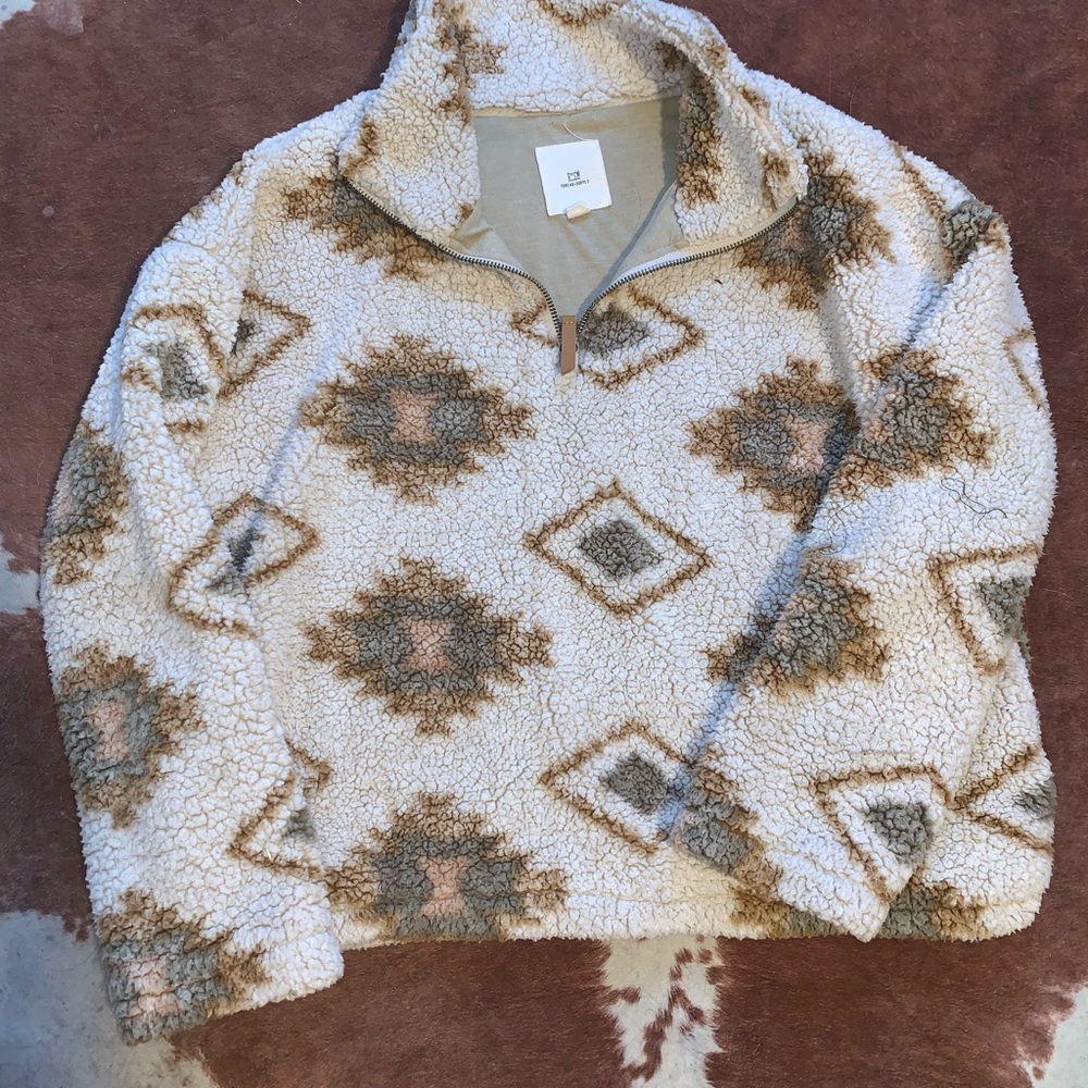 Western Aztec Sherpa Pullover